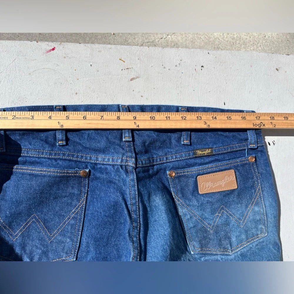 Men's Wrangler Jeans Blue 13MWZ 36x30 Western USA Cowboy Rodeo Slim Ranch Denim‎
